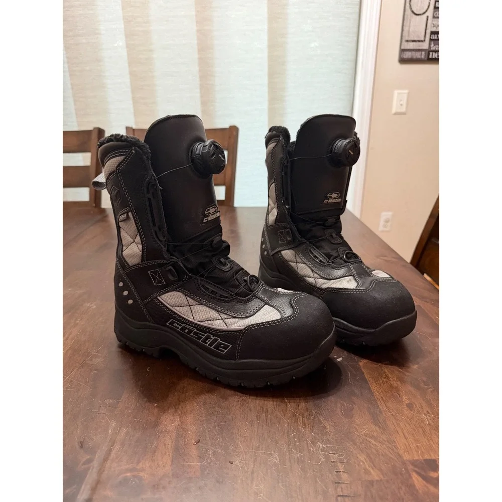 Castle X Charge Snowmobile Boots Womens 10 Black  Waterproof Atop Dial Lacing